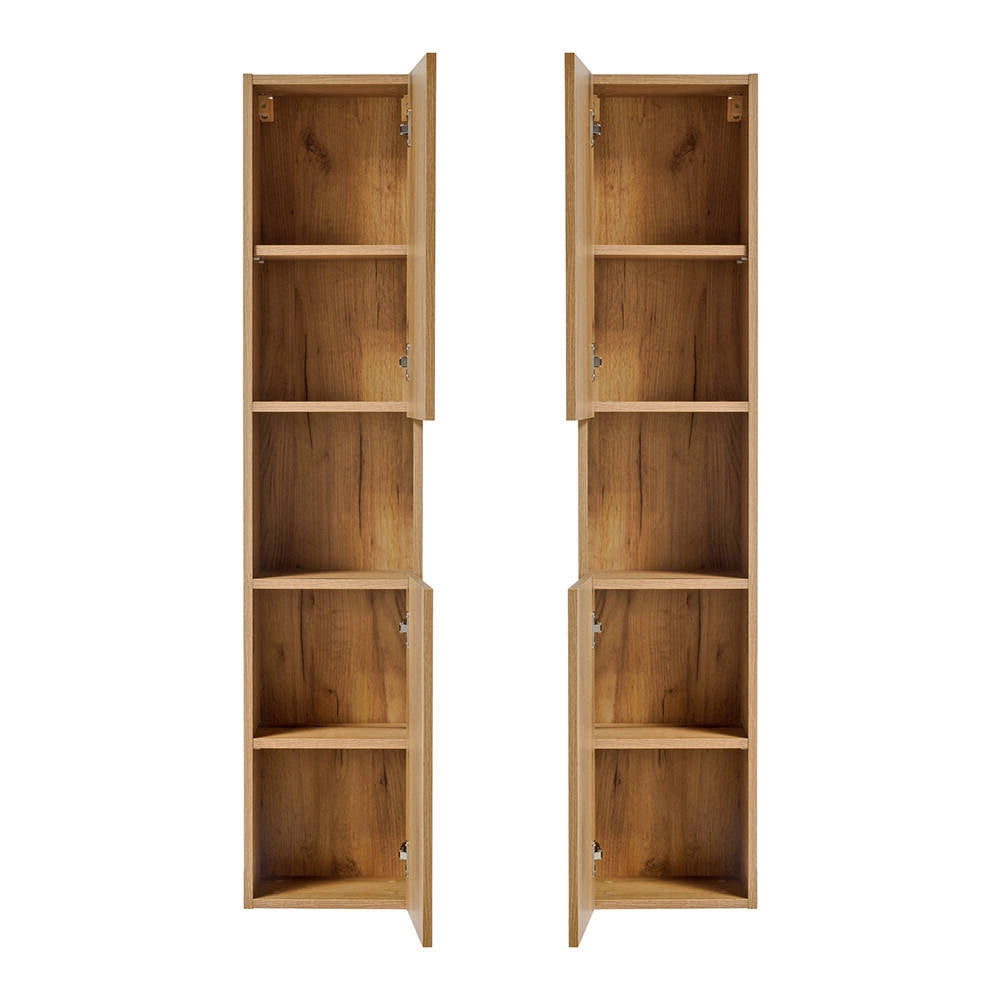 Mobile a Colonna Pensile da Bagno NEWPORT 140x30x25 cm - Effetto Rovere Coast Evoke [en.casa]