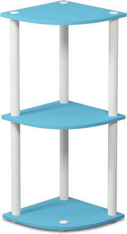 Pannelli multifunzionali compatti a 3 livelli, legno, azzurro chiaro/bianco, 29,46 x 29,46 x 75,18 cm