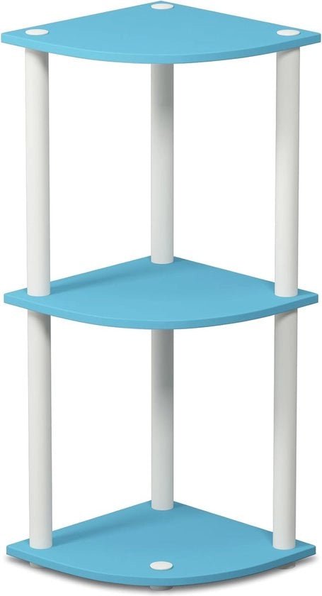 Pannelli multifunzionali compatti a 3 livelli, legno, azzurro chiaro/bianco, 29,46 x 29,46 x 75,18 cm