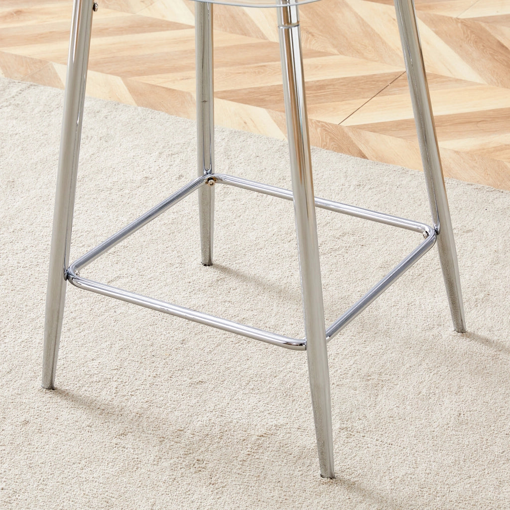 Sgabello da bar trasparente con struttura in metallo e poggiapiedi in plastica argento 68,5 × 48,0 × 47,0 cm
