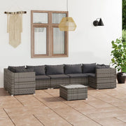 Set Divani da Giardino 8 pz con Cuscini in Polyrattan Grigio 3101965
