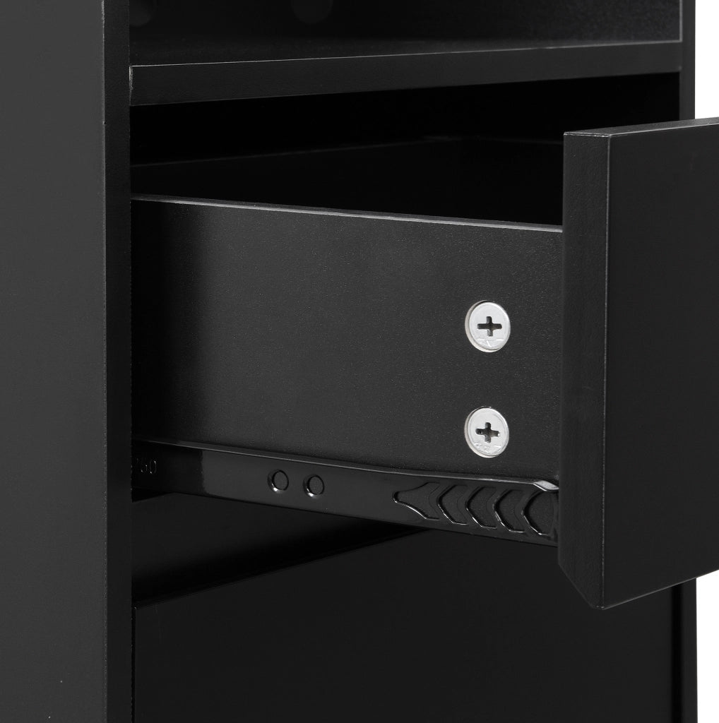 Appendiabiti da ingresso multifunzione con panca; pannello forato; 4 ganci e cassetto; nero; H180xL100xP35 cm