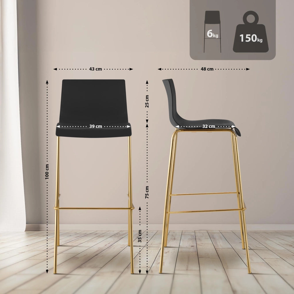 Sgabello da bar Hoover in plastica 4 piedi oro 2