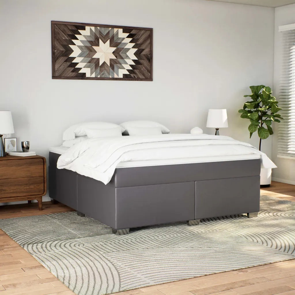Giroletto a Molle con Materasso Grgio 180x200 cm in Similpelle