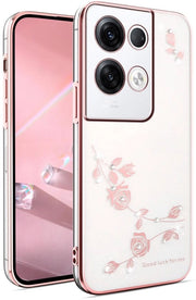 Coprimessa ultradurissima resistente a urti - TPU silicona - trasparente - elegante lucido - design fiori - rosa - Coprimessa per smartphone