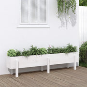 Fioriera Rialzata da Giardino-Vaso da Esterno-Fioriera Elevata Bianca 160x30x38 cm Massello Pino