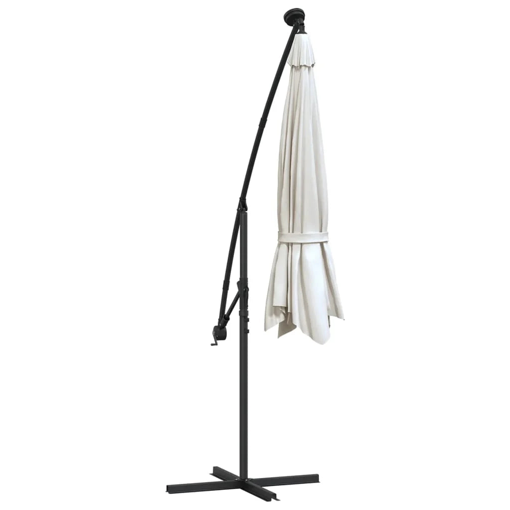 Ombrellone con illuminazione a LED 300 cm asta in metallo colore sabbia 02_0008143