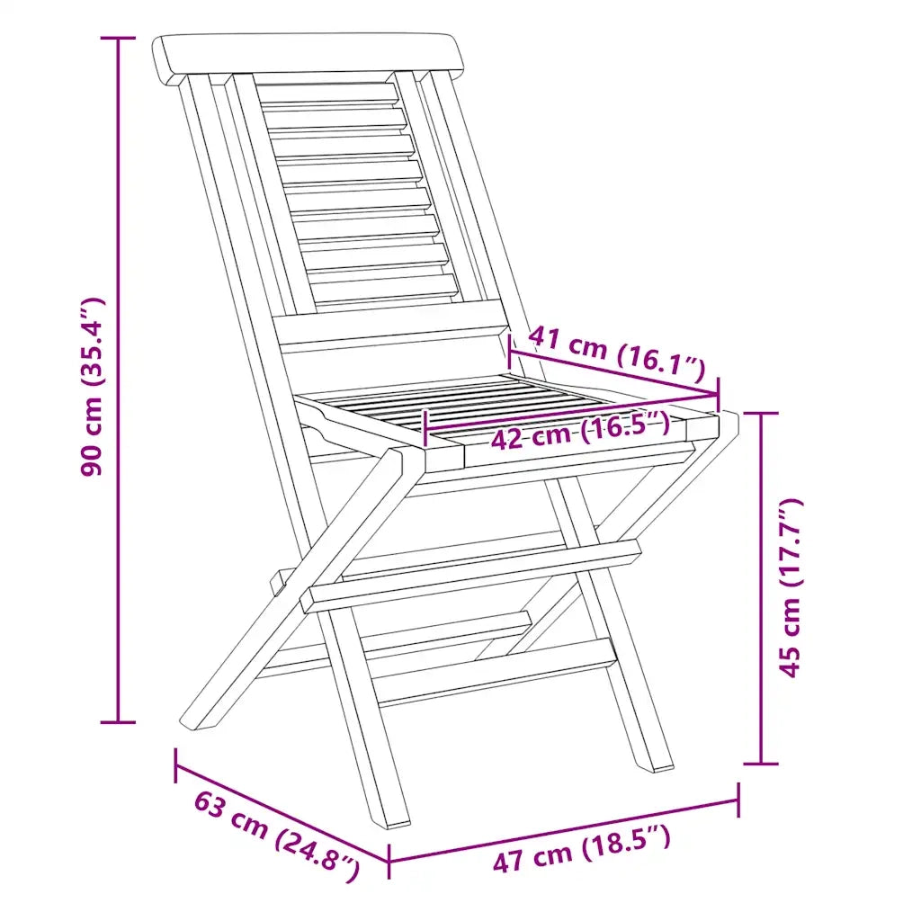 Sedie da Giardino Pieghevole 2 pz | Sedie da Esterno 47x63x90cm Legno Massello Teak