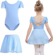Costume da Ballo per Ragazze con gonna e maniche staccabili - Blu - Taglia 140 (10-12 anni)