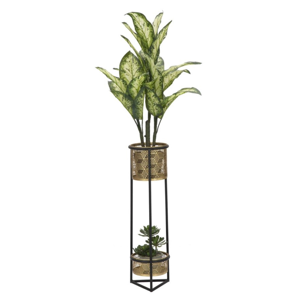 Vaso per Piante VKH685, Oro, Metallo, 23x23x80 cm