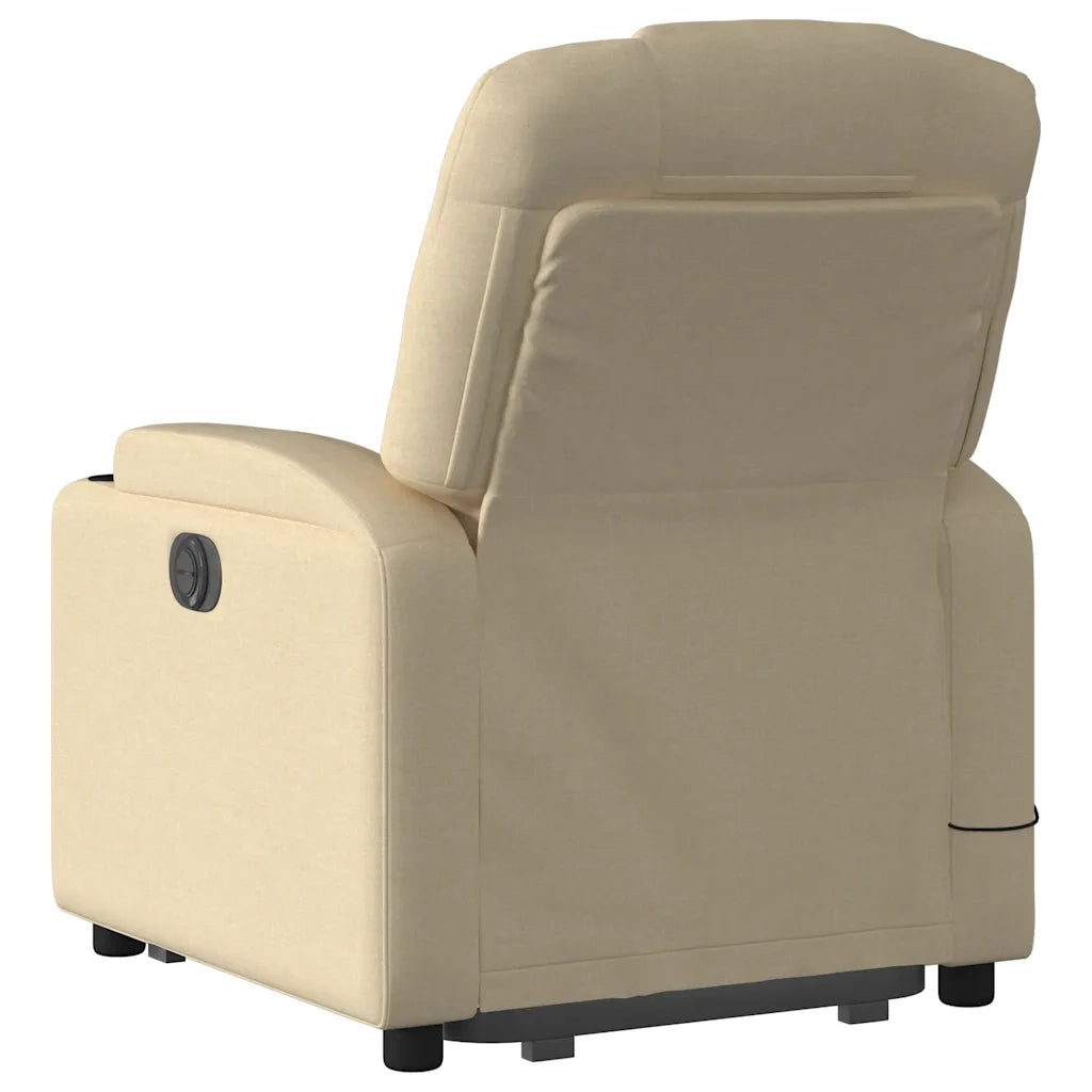 Divano Sedia-Poltrona Alzapersona Massaggiante Reclinabile Crema in Tessuto 876340