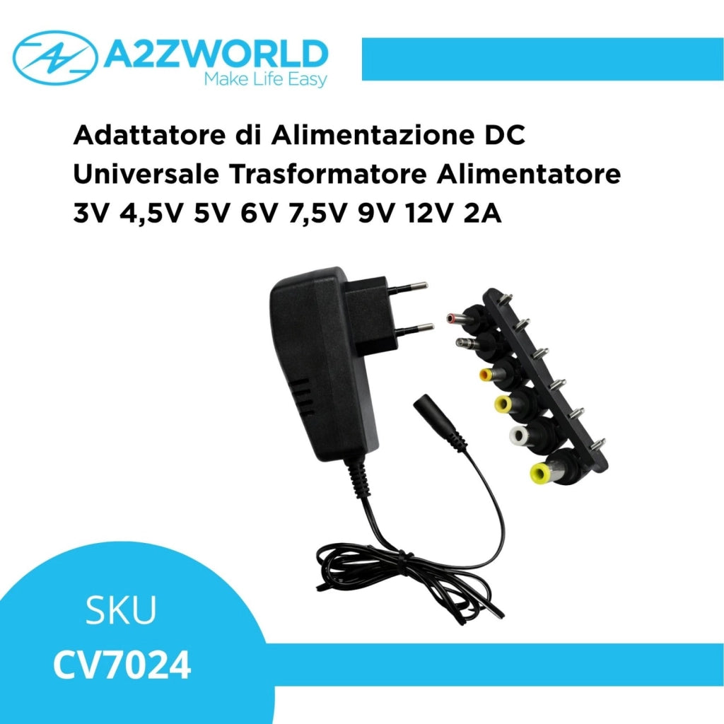 Adattatore di Alimentazione DC Universale Trasformatore Alimentatore 3V 4,5V 5V 6V 7,5V 9V 12V 2A