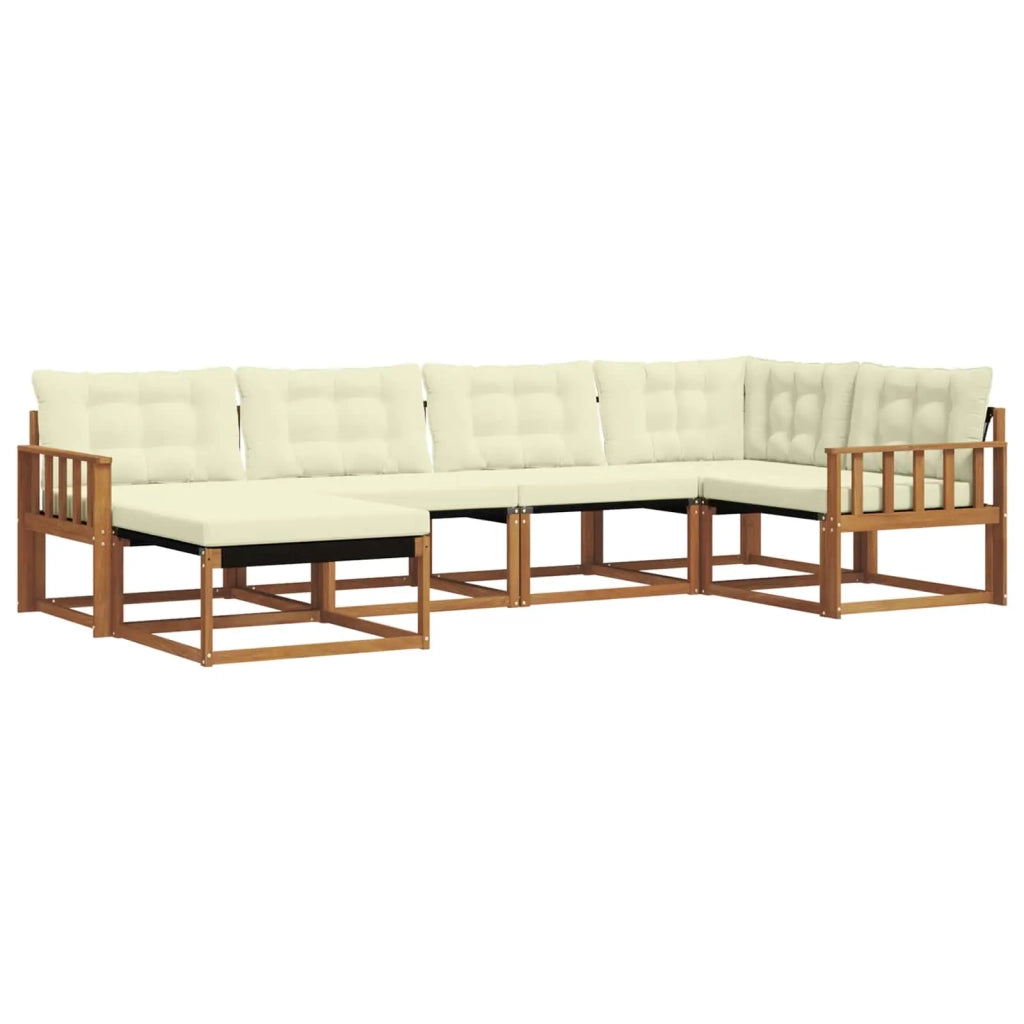 Set di divani da esterno con cuscino 6 pcs Naturale e Crema