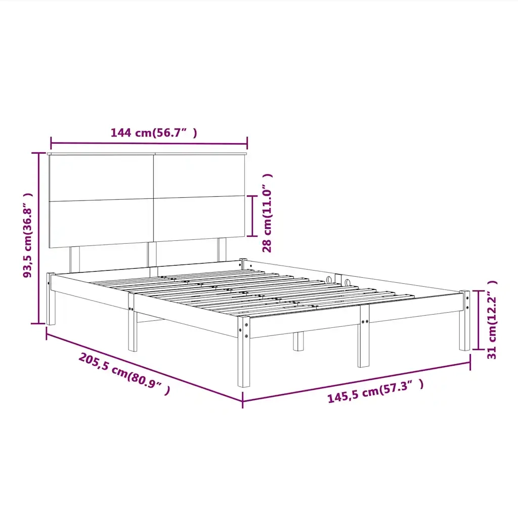 Giroletto senza Materasso Bianco 140x200 cm Legno Massello Pino
