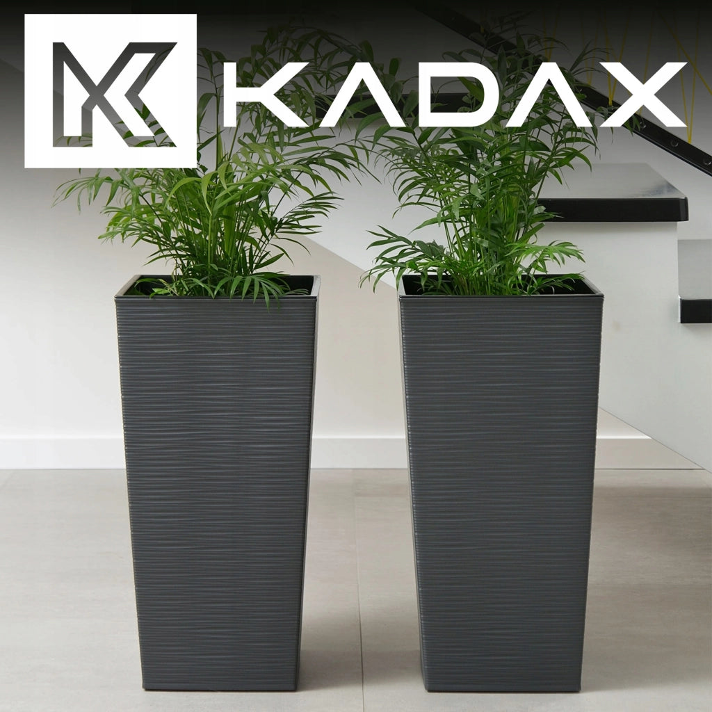 Vaso da giardino KADAX con inserto per fiori, grande e alto, 39x75 cm, grafite