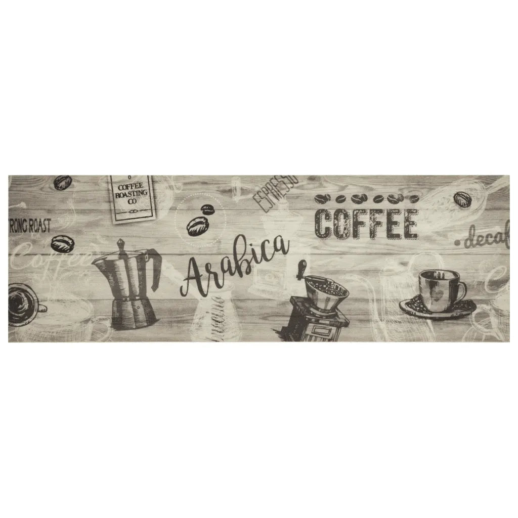Tappeto da Cucina Lavabile Grigio Caffè 60x180 cm in Velluto 4005582