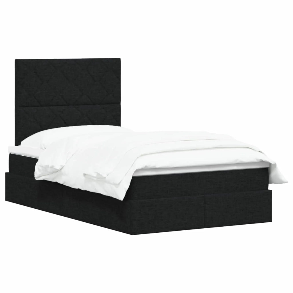 Letto con contenitore e materasso Nero 120 x 200 cm Tessuto 3459560