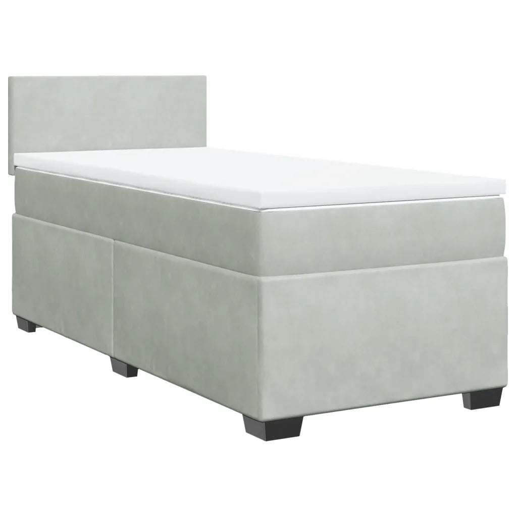 Giroletto a Molle con Materasso Grigio Chiaro 100x200cm Velluto 3288528