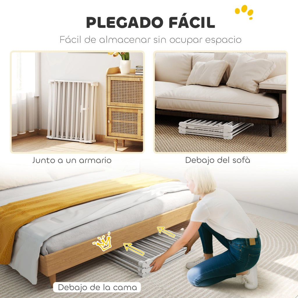 Recinto Pieghevole per Cani 6 Pannelli ¨C Xylo ¨C Cancello con Doppia Chiusura Bianco
