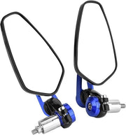 Specchietti di retromarcia universali in alluminio per barra di sterzo 7/8" 22mm, con estremità laterale, colore blu.