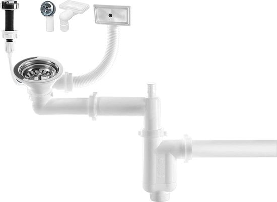 Afvoer garnituur con vasca di scarico automatico, sifone con scarico di eccesso, valvola di setaccio 3,5 pollici, per vasca da bagno, connessione per lavastoviglie o lavatrice