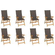 Sedie Reclinabili da Giardino con Cuscini 8 pz Massello di Teak cod mxl 7330