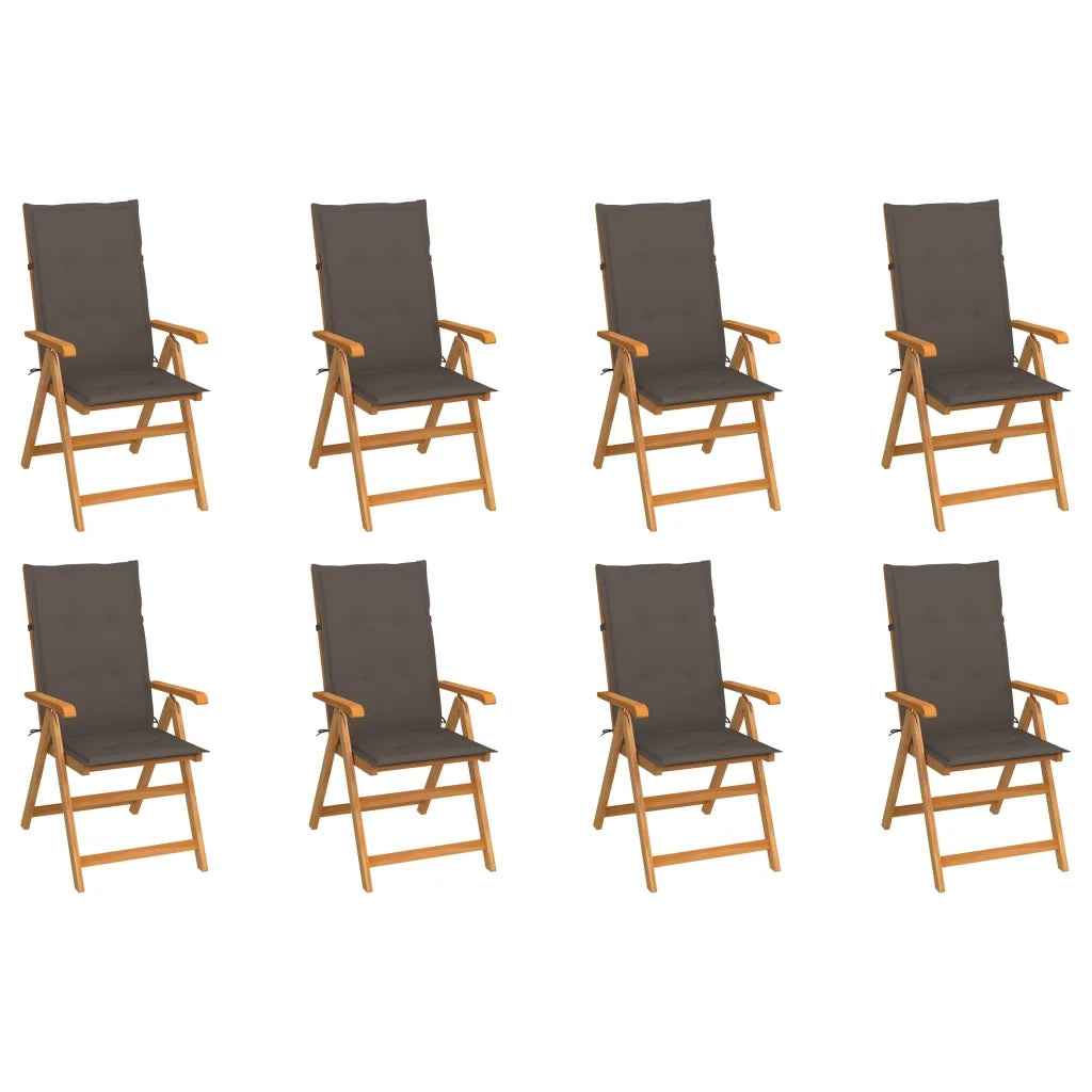 Sedie Reclinabili da Giardino con Cuscini 8 pz Massello di Teak cod mxl 7330