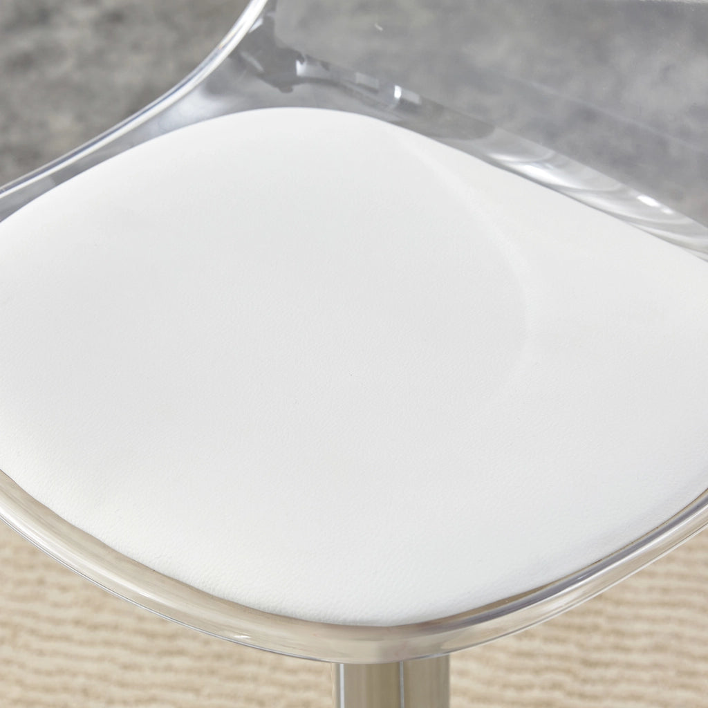 Set Bar Tavolo in Vetro Temperato 89 cm + 2 Sgabelli ¨C Xylo ¨C Gambe Argentate, Regolabile in Altezza