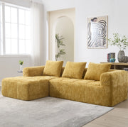 Sofa angolare 250x158x60 cm modulare con tasca laterale in chenille gialla