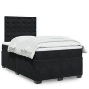 vidaXL Giroletto a Molle con Materasso Nero 120x200 cm in Velluto