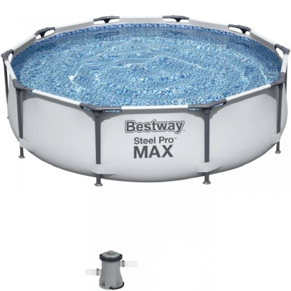 Trade Shop - Piscina Fuori Terra Rotonda Steel Pro Max Set 305 X 76 Cm Pompa 1.249 L/h 56408 -