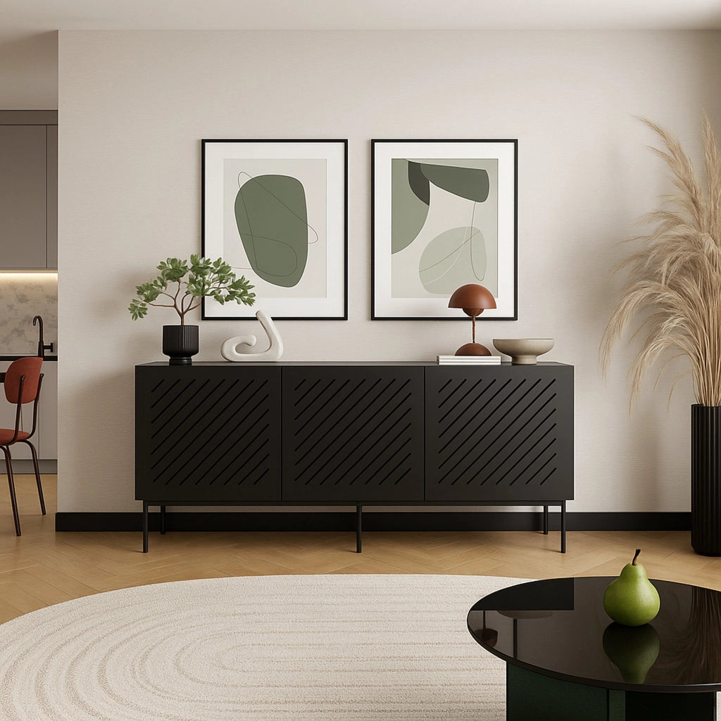 Madia Stilo, Credenza un Ripiano, 150.5x42x75h cm Nero
