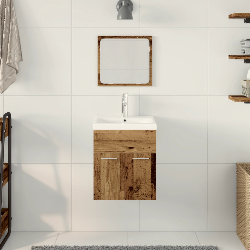 Set di Mobili da Bagno 3 Pezzi Legno Vecchio