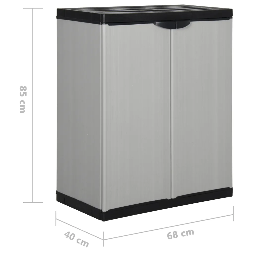 Armadietto da Giardino con 1 Ripiano Grigio e Nero 68x40x85 cm 340981