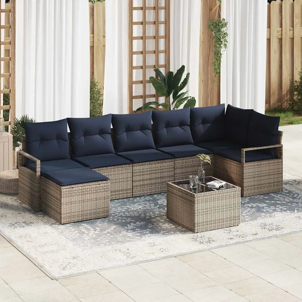 Set di divani con cuscino 8 pcs Grigio polyrattan
