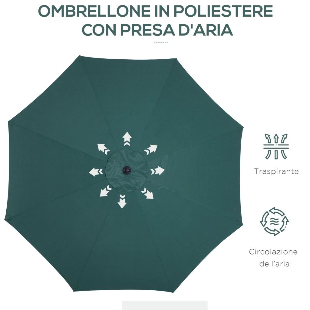 Ombrellone da Giardino Inclinabile ¨C Zephmum ¨C Verde 3x2.5 m Metallo Poliestere