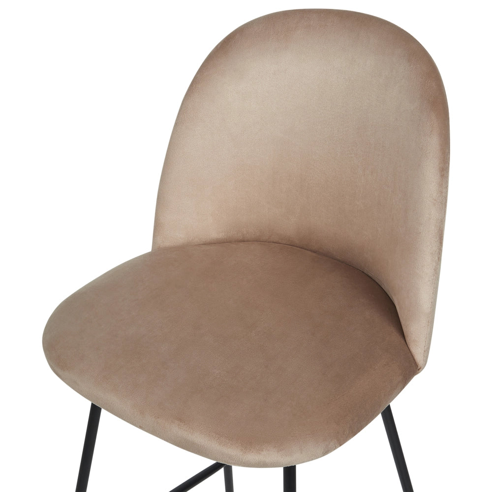 Set di 2 sedie da bar Tappezzeria in velluto beige Taupe Telaio in acciaio nero Seduta ad altezza banco Mobili da sala da pranzo Glam Design