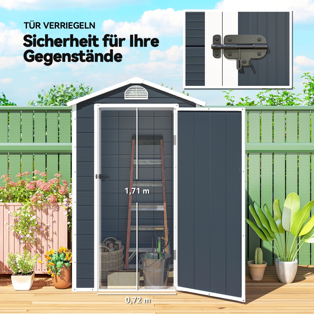 Casetta Giardino Shed 134x104x204 cm ¨C zephmum ¨C Plastica Grigio Scuro