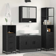 Set di mobili per il bagno 4 pcs Rovere Nero Legno multistrato