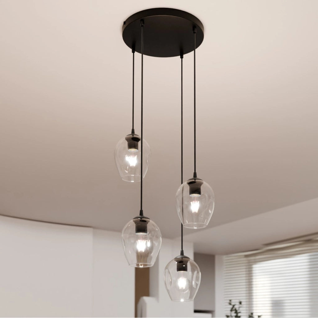 Lampada a sospensione ISTAR in metallo nero e vetro