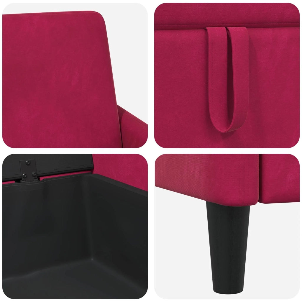 Set di Divani con Storage 2 pz Rosso Vino Poliestere 3429251