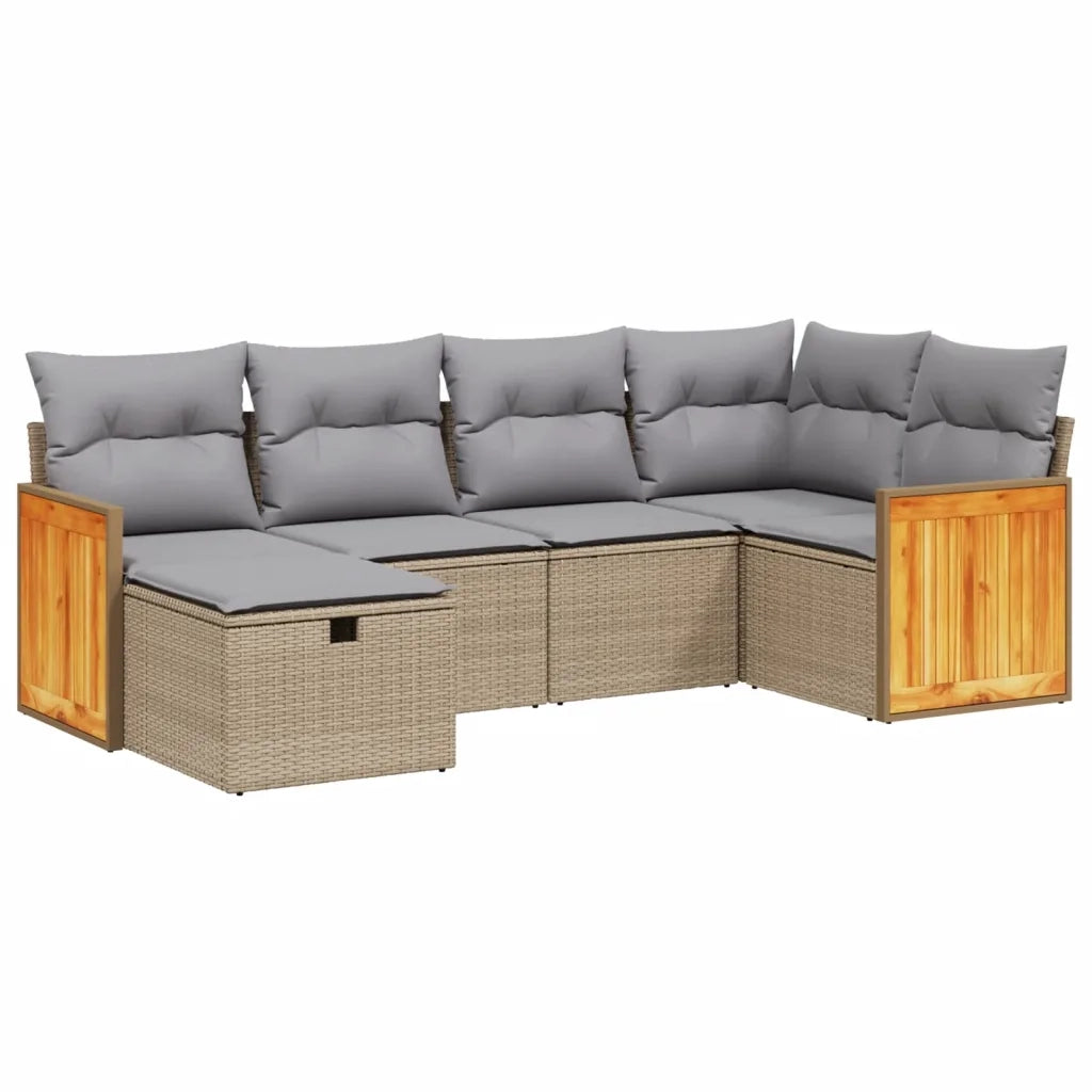 Set Divano da Giardino 6 pz con Cuscini Beige Misto Polyrattancod mxl 92781