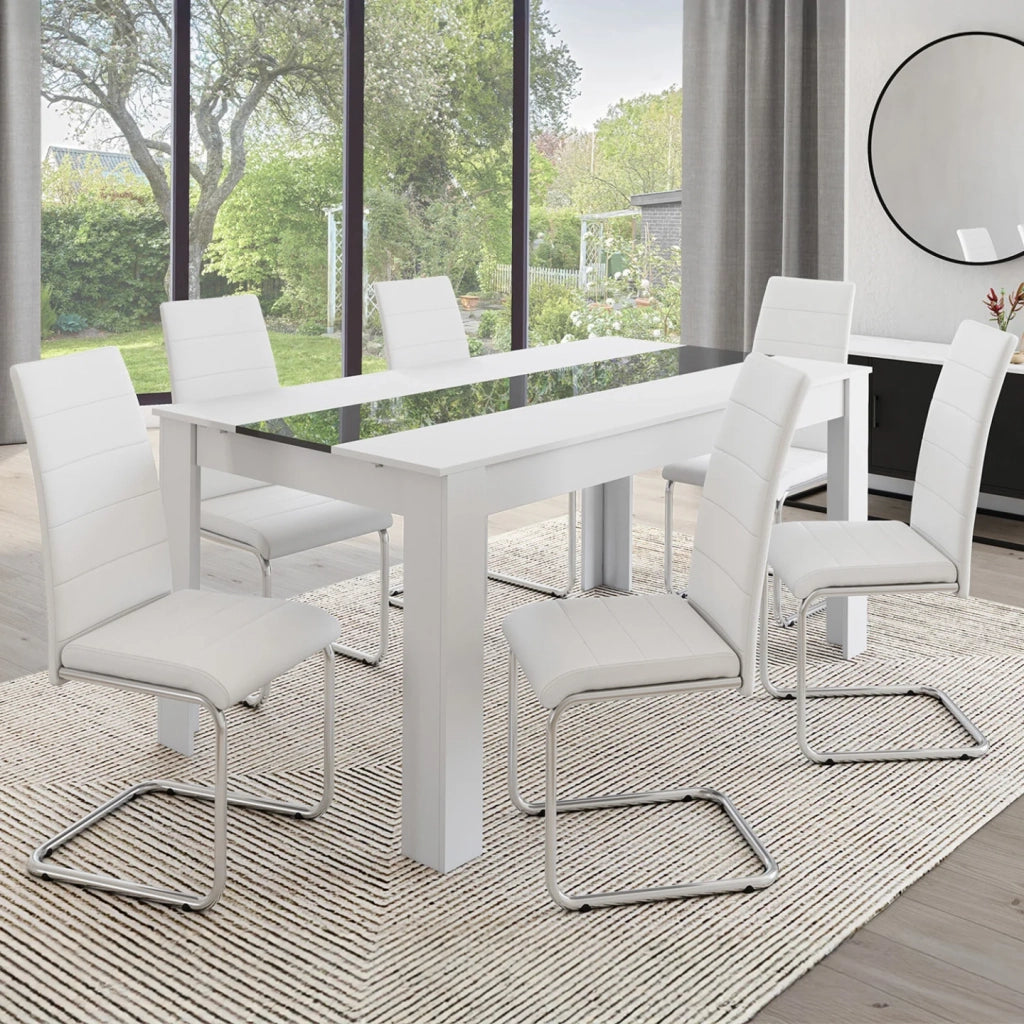 IDMarket - Set di 6 sedie da pranzo bianche MIA