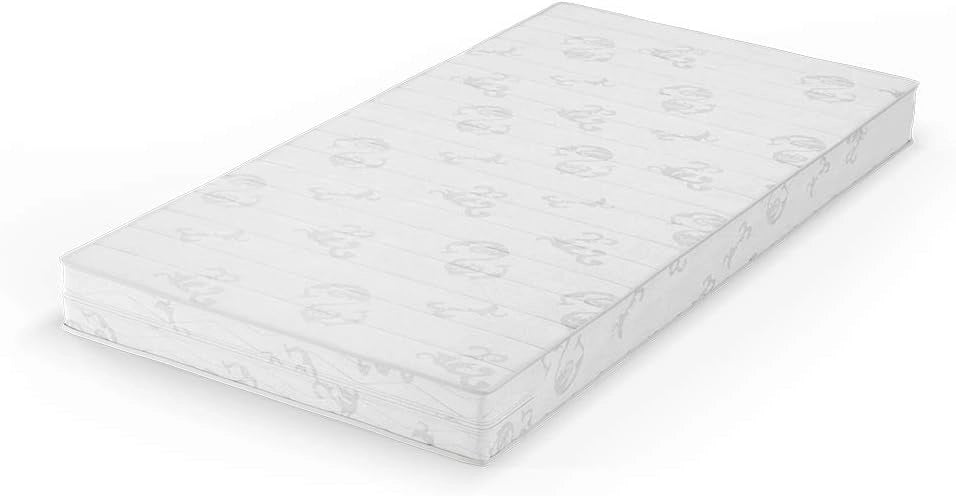 Materasso bambini, Bianco, 140 x 70 cm Livello di durezza H2, con rivestimento rimovibile e nucleo punto-elastico