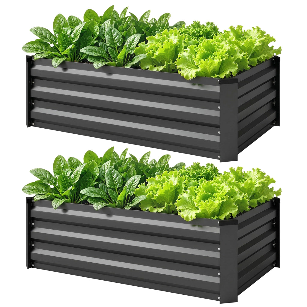 Set 2 Fioriere in Acciaio per Esterno ¨C zephmum ¨C Grigio Scuro 100x60x30 cm