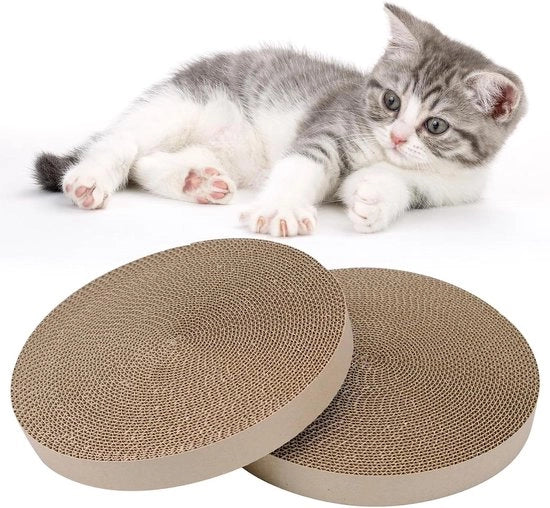 Panno di Scrape per Gatti 2 Pezzi, Forma Rotonda, Pacchetto di Ricarica di Cartone Ondulato per Gatti