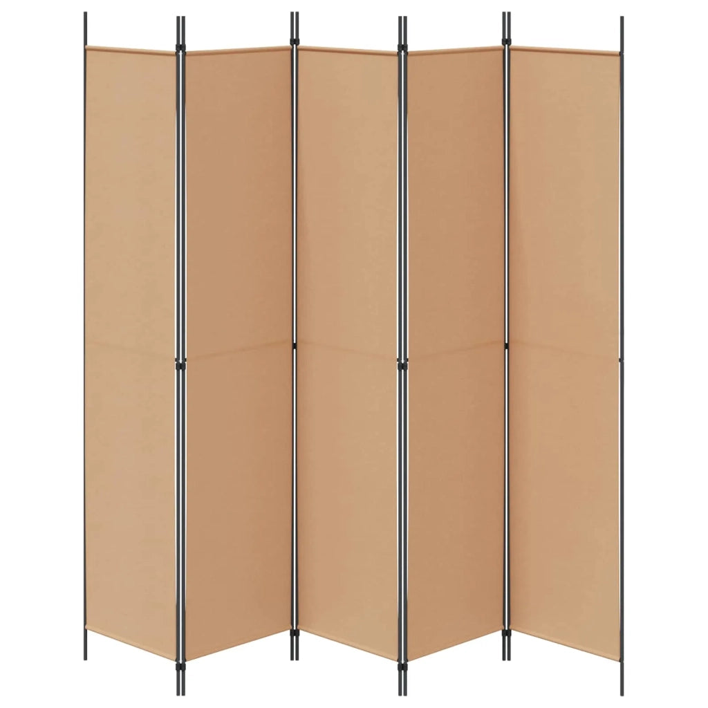 Paravento a 5 Pannelli Beige 250 x 220 cm Tessuto 42039213