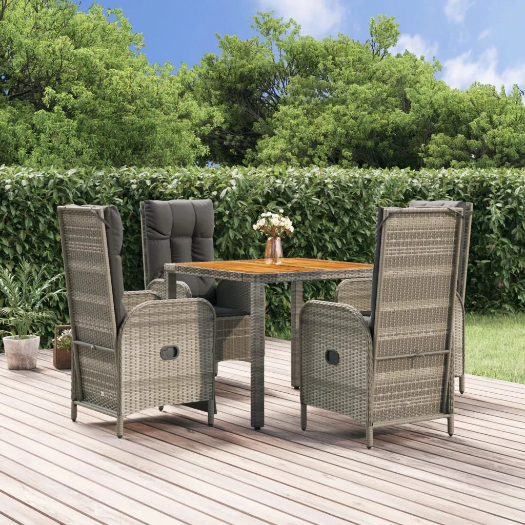 Set da Pranzo da Giardino 5 pz con Cuscini in Polyrattan Grigio 3185050