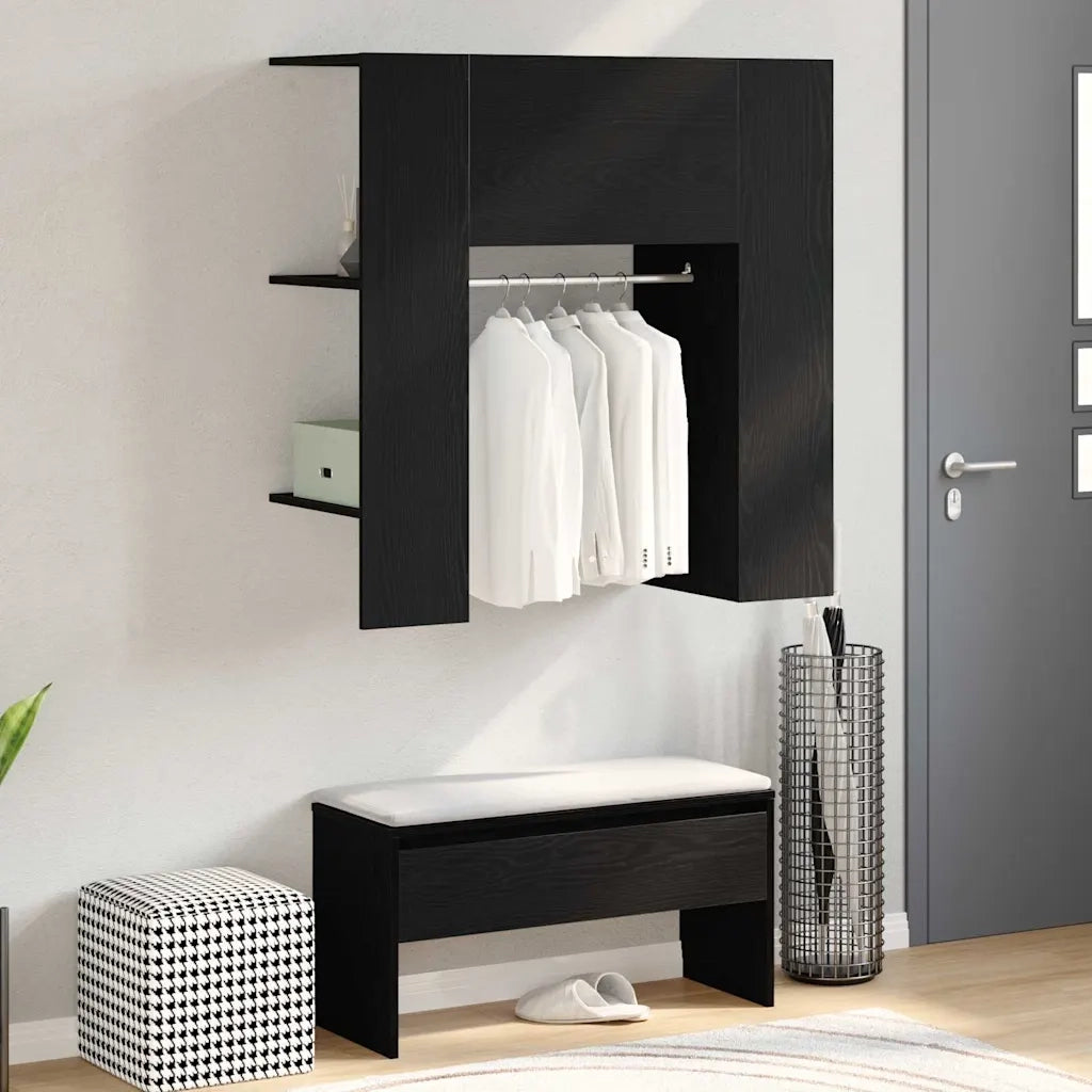 Armadio per corridoio con porta Rovere Nero 97,5 x 37 x 99 cm 862791