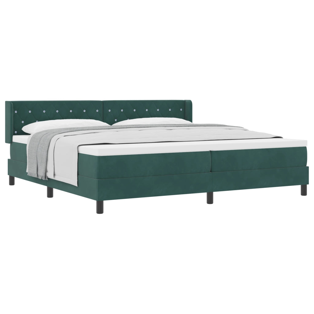 Letto a Box con Materasso Verde Scuro 200x200 cm Velluto